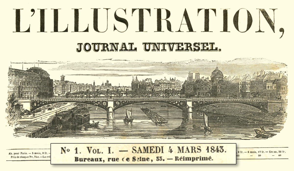 Mostra L'ITALIA E IL MONDO VISTI DA PARIGI. L'ILLUSTRATION, journal universel - Testata del primo numero